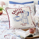 Fusion Coffee Club Filled Cushion in Blue