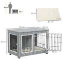 PawHut Dog Crate Furniture, Dog Crate End Table w/ Soft Cushion, Double Door