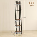 HOMCOM Industrial Coat Stand with 4 Storage Shelves and 8 Hooks