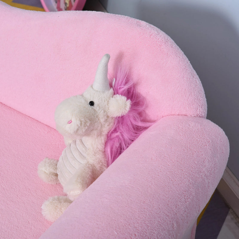 HOMCOM Kids Velvet-Like Chaise Lounge – Pink