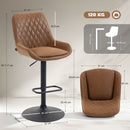 HOMCOM Bar Stools Set Of 2, Adjustable Bar Chairs 360 Degree Swivel Orange