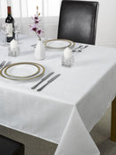 Chequers - Jacquard Table Cloth in White