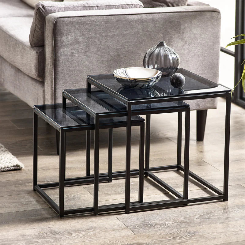 Chicago Nest Of 3 Tables Smoked Glass
