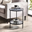 Chicago Circular Lamp Table With Shelf - Smoked Glass