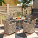 Outsunny Rattan Dining Set for 4 with Cushions for Patio, Balcony, Grey