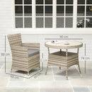 Outsunny Rattan Dining Set for 4 with Cushions for Patio, Balcony, Grey
