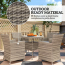 Outsunny Rattan Dining Set for 4 with Cushions for Patio, Balcony, Grey