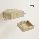 HOMCOM Floating Nightstands Set Of 2 Bedside Tables W/ Wave Drawer Oak