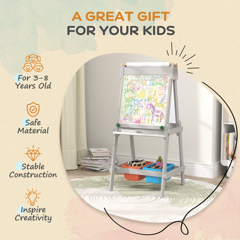 AIYAPLAY Double Sided Art Easel For Kids With Paper Roll