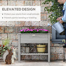 Outsunny Wooden Raised Garden Bed, Elevated Planter Box with Storage Shelf