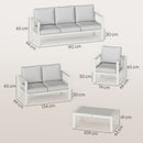 Outsunny Aluminium Garden Furniture Sofa Set With Olefin Cushions, White