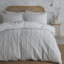Serene Crinkle Stripe Duvet Cover Set in White