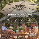 Outsunny 2.6 m Garden Parasol Umbrella with Light, Outdoor Patio Umbrella