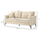 HOMCOM 3 Seater Sofa, Linen Fabric Sofa for Living Room, Beige