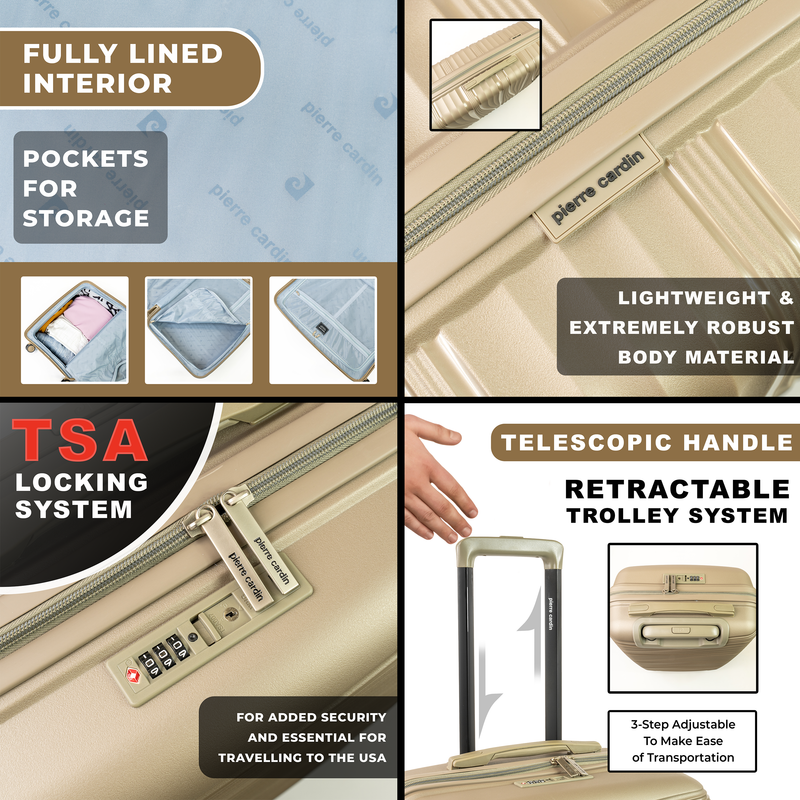 Pierre Cardin Ultra Strong Lightweight Travel Case With 8 Spinner Wheels TSA Locks