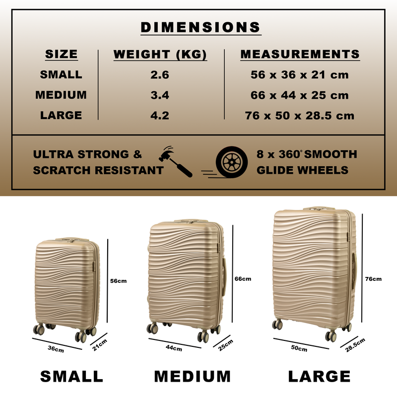 Pierre Cardin Ultra Strong Lightweight Travel Case With 8 Spinner Wheels TSA Locks