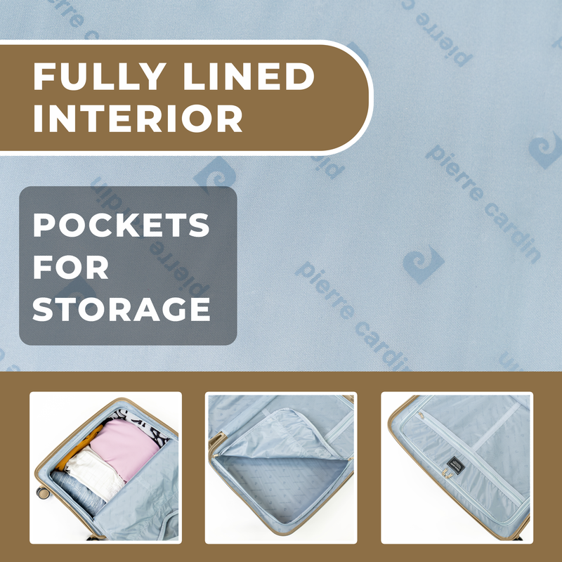 Pierre Cardin Ultra Strong Lightweight Travel Case With 8 Spinner Wheels TSA Locks