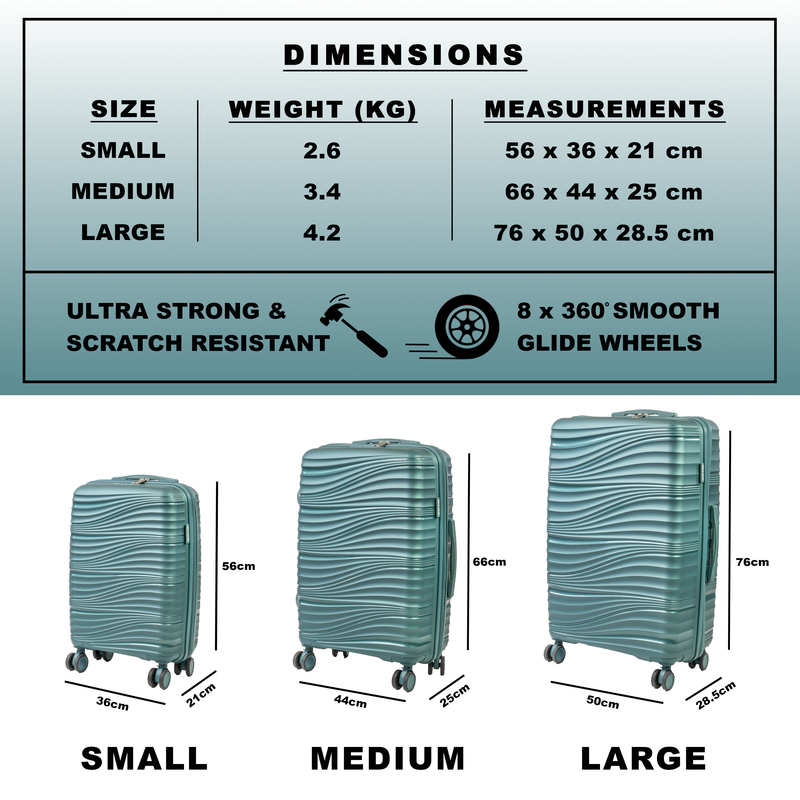 Pierre Cardin Ultra Strong Lightweight Travel Case With 8 Spinner Wheels TSA Locks