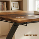 HOMCOM Folding Desk with 2-Tier Shelf for Home Office, Rustic Brown