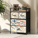 HOMCOM 4-Drawer Chest of Drawers Fabric Dresser with Open Shelf