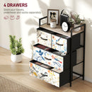 HOMCOM 4-Drawer Chest of Drawers Fabric Dresser with Open Shelf