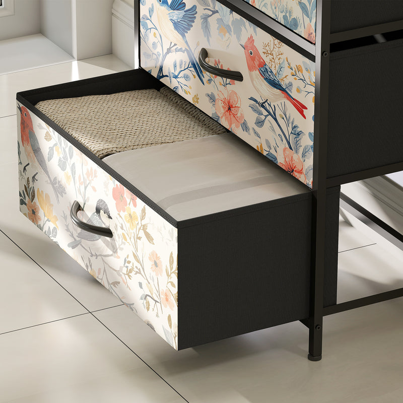 HOMCOM 4-Drawer Chest of Drawers Fabric Dresser with Open Shelf