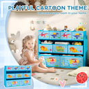 AIYAPLAY 3-Tier Toy Organiser Shelf With 9 Storage Boxes For Bedroom - Blue/Pink