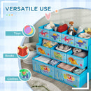 AIYAPLAY 3-Tier Toy Organiser Shelf With 9 Storage Boxes For Bedroom - Blue/Pink