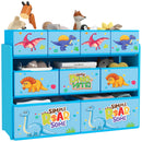 AIYAPLAY 3-Tier Toy Organiser Shelf With 9 Storage Boxes For Bedroom - Blue/Pink