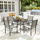 Outsunny 5 Piece Garden Furniture Set With Round Table & 4 Stackable Chairs