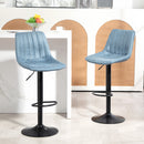 HOMCOM Set Of 2 Microfibre Retro Tub Bar Stools Metal Frame Footrest Seat Green/Blue