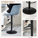 HOMCOM Set Of 2 Microfibre Retro Tub Bar Stools Metal Frame Footrest Seat Green/Blue