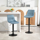 HOMCOM Set Of 2 Microfibre Retro Tub Bar Stools Metal Frame Footrest Seat Green/Blue