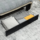 HOMCOM Double Bed Frame with Storage and Adjustable Velvet Headboard