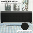 HOMCOM Double Bed Frame with Storage and Adjustable Velvet Headboard