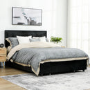HOMCOM Double Bed Frame with Storage and Adjustable Velvet Headboard