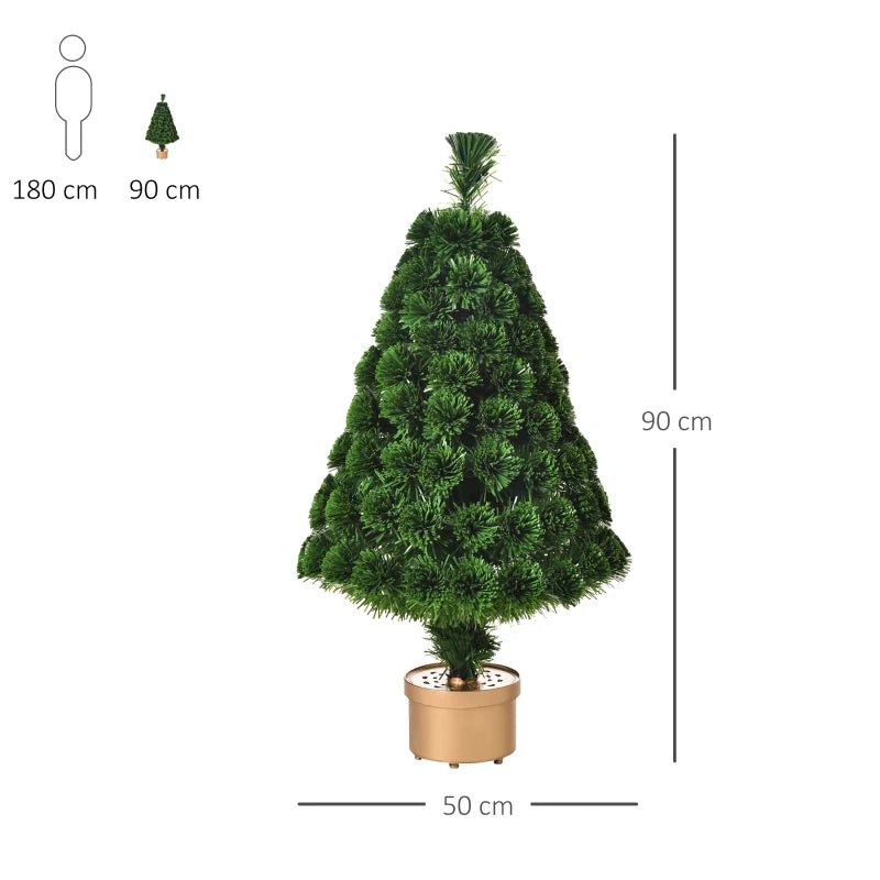 Christmas Time 3FT Prelit Artificial Christmas Tree Fiber Optic LED Light Tabletop Decoration