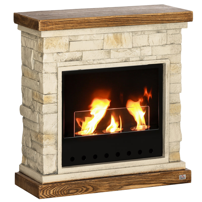 HOMCOM Brown Bioethanol Fire, Ethanol and Gel Fireplace, 3 Hours Burns