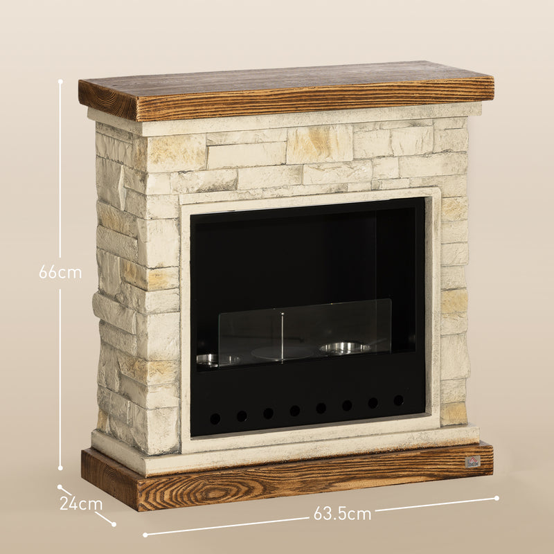 HOMCOM Brown Bioethanol Fire, Ethanol and Gel Fireplace, 3 Hours Burns