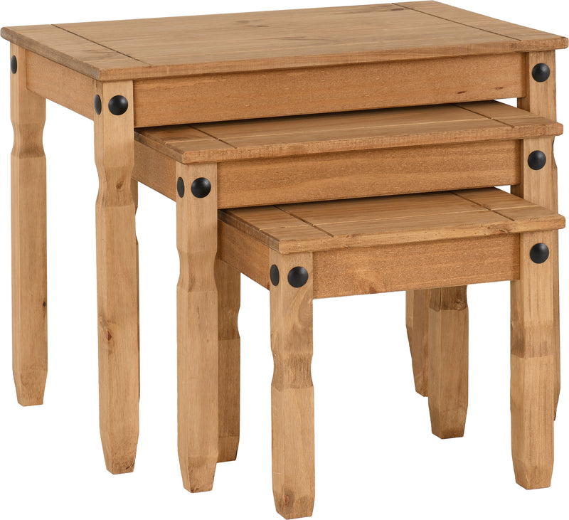 CORONA NEST OF TABLES - DISTRESSED WAXED PINE