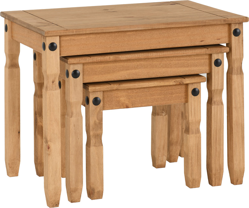 CORONA NEST OF TABLES - DISTRESSED WAXED PINE