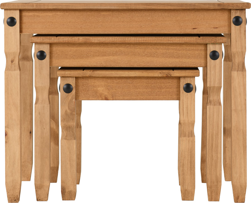 CORONA NEST OF TABLES - DISTRESSED WAXED PINE