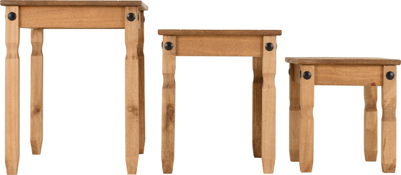CORONA NEST OF TABLES - DISTRESSED WAXED PINE