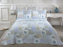 Cotswold - Quilted Patchwork Bedspread Set in Blue