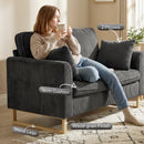 HOMCOM 2 Seater Sofa, Corduroy Sofa w/ Spring Cushions 2 Pillows, Dark Grey