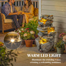 Outsunny Outdoor Water Fountain with 6-Tier Rock Style, LED Lights, Grey