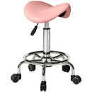 HOMCOM Saddle Chair, Rolling Salon Stool for Massage Spa, Pink