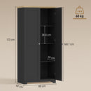 HOMCOM 172cm Wooden Storage Cabinet Cupboard With 4 Shelves Black