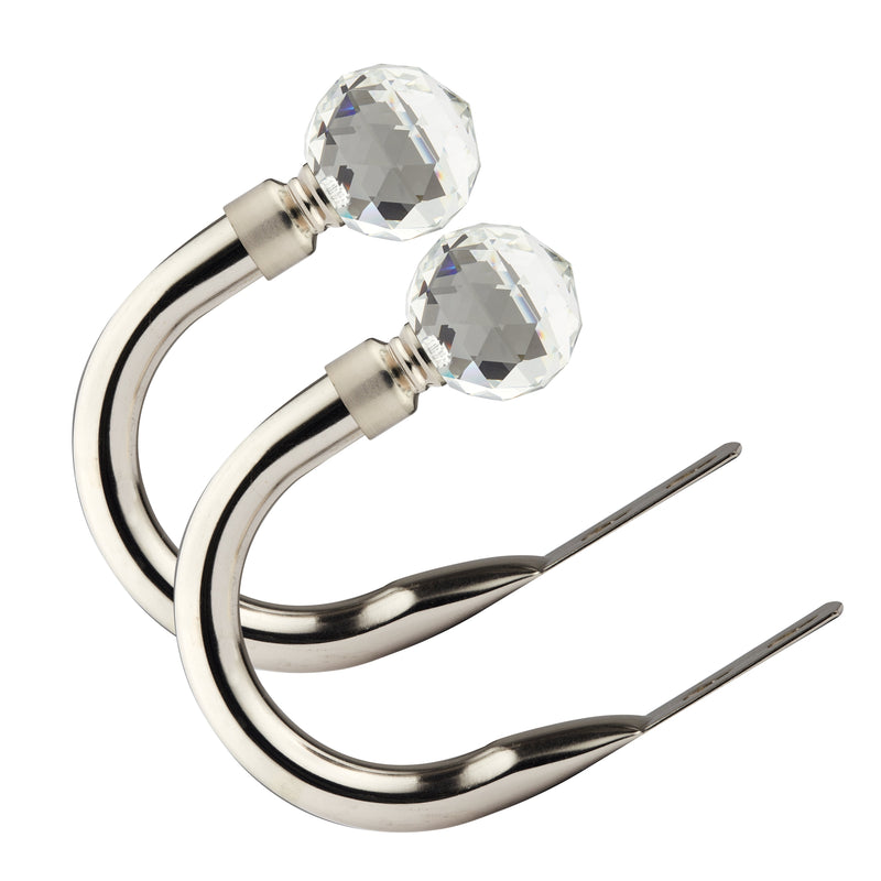 Crystal - Pair of Holdaback Tiebacks with End Finials in Matt Black