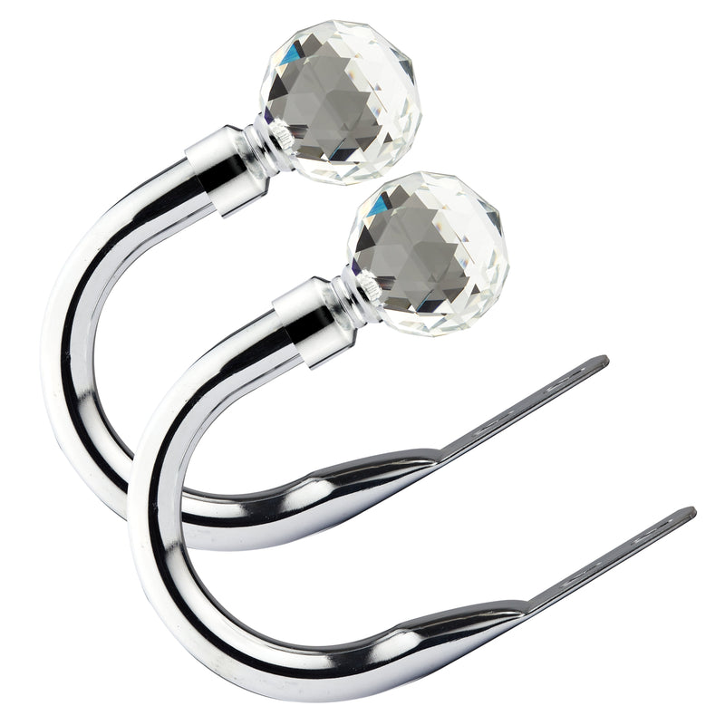 Crystal - Pair of Holdaback Tiebacks with End Finials in Matt Black